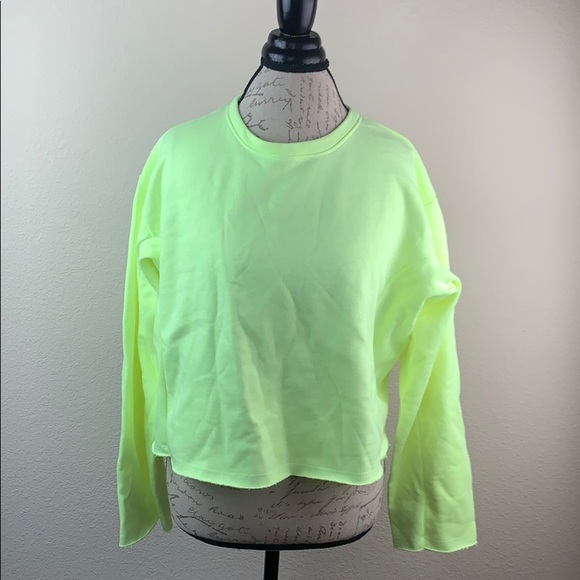 Zara M Neon Yellow Pull Over Sweater Top - Picture 2 of 6